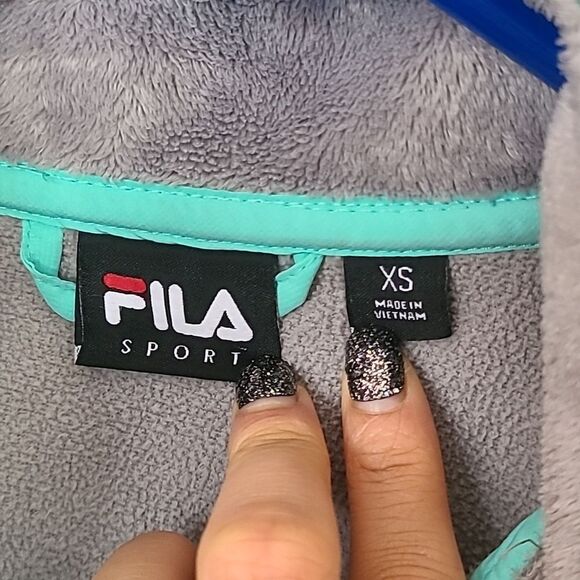 Fila Blue and Gray Ski Jacket Full Zip Stand-Up Collar - Picture 2 of 7